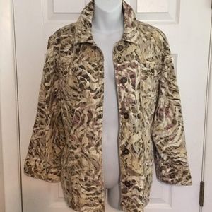 Chico's Jacket size 3 16 Light Camo Print Cotton